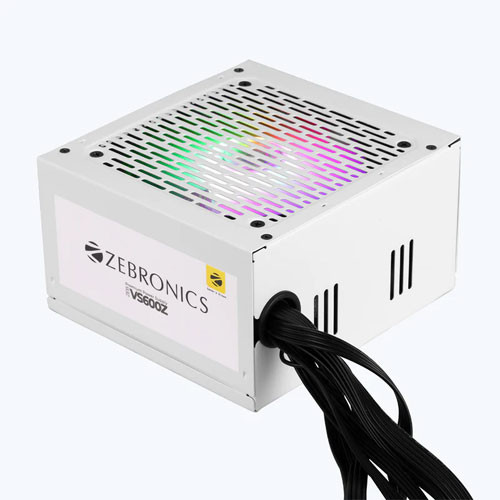 ZEBRONICS ZEB-VS600Z high Efficiency Power Supply with 600W, Single 36A 12V Rail, Built in protections, 1x PCIe, 4X SATA and Silent 120mm Hydraulic Bearing Fan