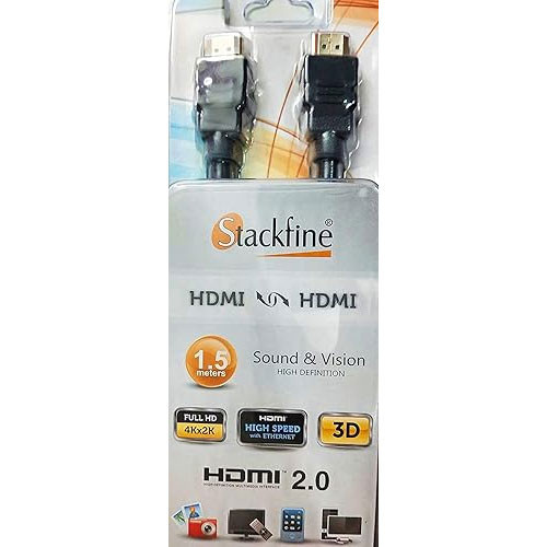 Stackfine HDMI Cable 19 Pin Male/Male 1.5M HD 1.4 Version