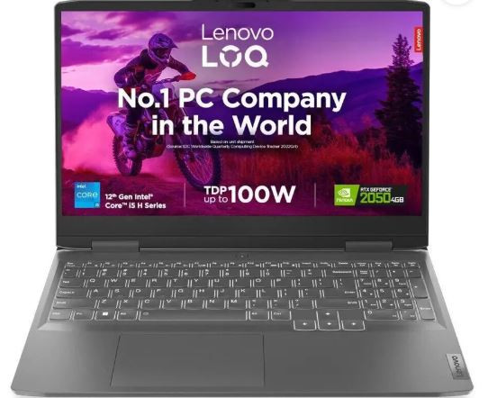 Lenovo-LOQ Gaming 82XV00F5IN I5-12450H  16GB, 512GB SSD Windows 11 Office 2021 RTX 3050 6GB 15.6FHD_AG_350N_144_N Storm Grey 2.4 Kg GX40Q75210  1 Year Onsite - 1 Year ADP White Backlit