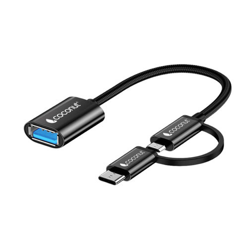 OT05 USB to Micro USB + Type C, OTG Adapter , Aluminium Body