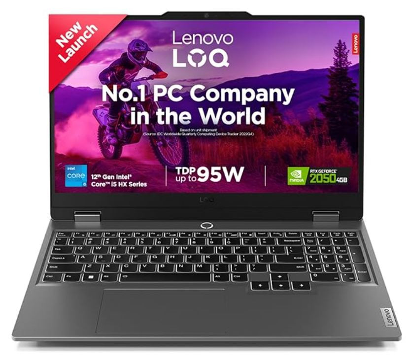 Lenovo-LOQ Gaming 83GS00LFIN i5 12450HX  24GB, 512GB SSD Windows 11 Office 2024 RTX 3050 6GB 15.6_FHD_AG_300N_144_SRGB LUNA_GREY 2.38 Kg - 1 Year Onsite  1 Year ADP White Backlit